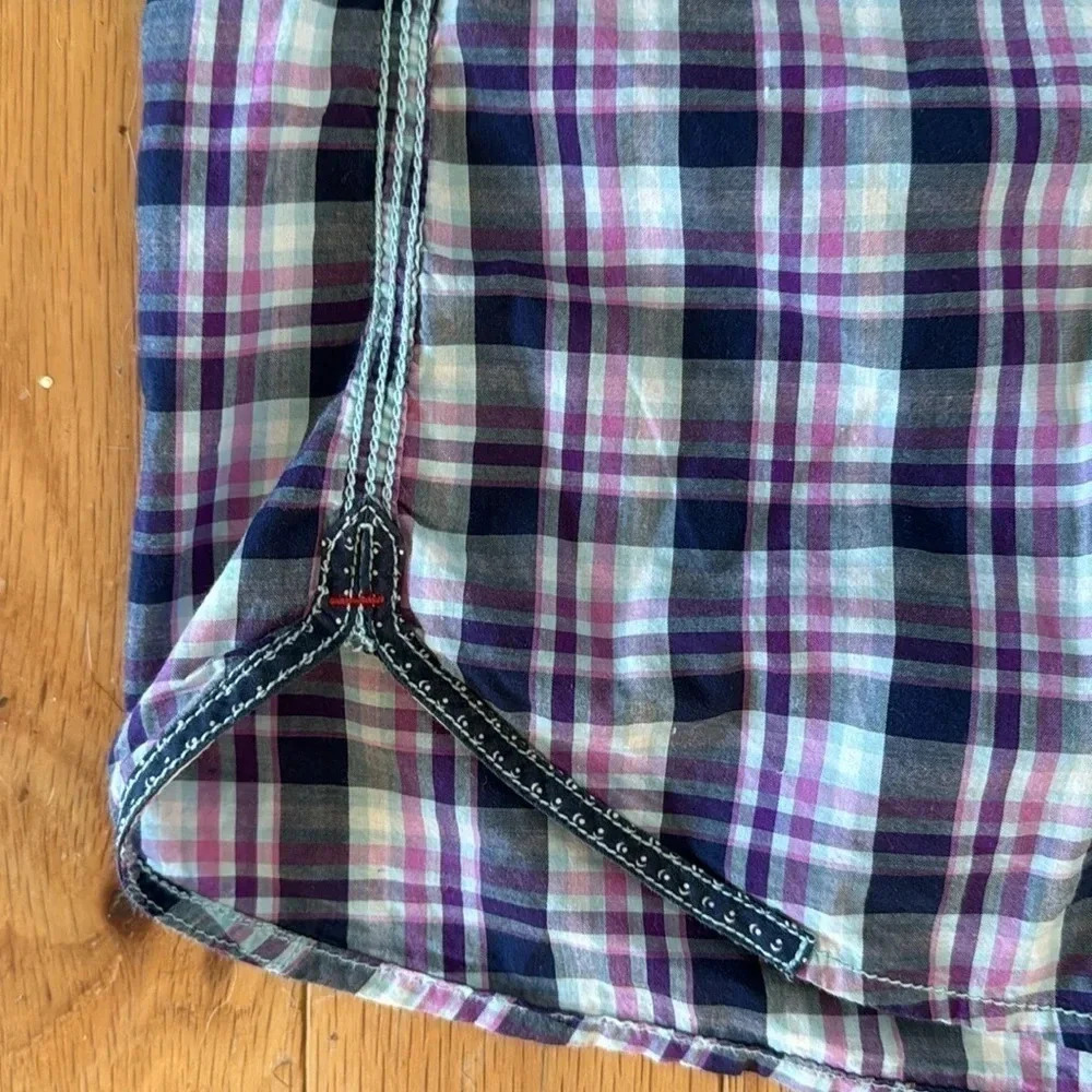 Robert Graham Purple Plaid Men's Cotton Button Down Short Sleeve Shirt Size L - Picture 5 of 11